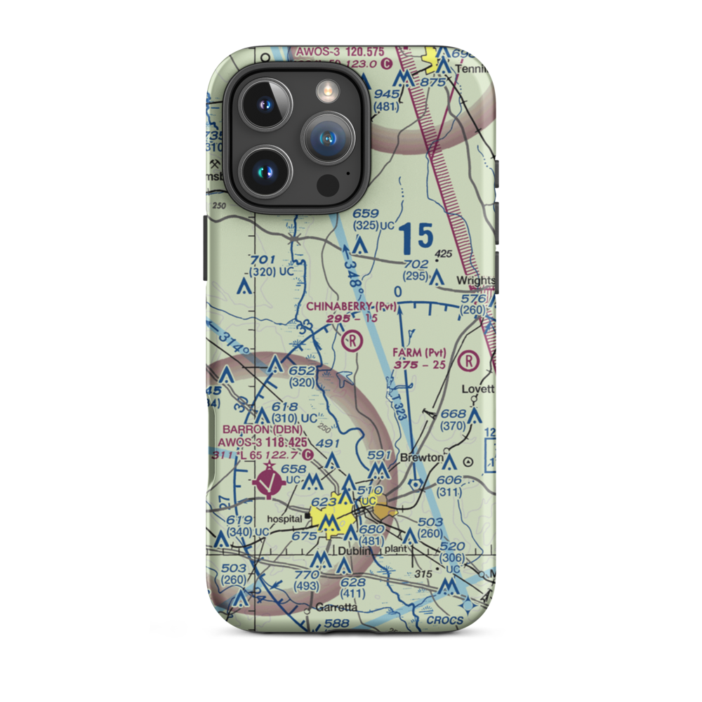 Chinaberry Ranch Airport (9GA8) VFR Sectional  Tough iPhone Case iPhone 16 Pro Max model shown
