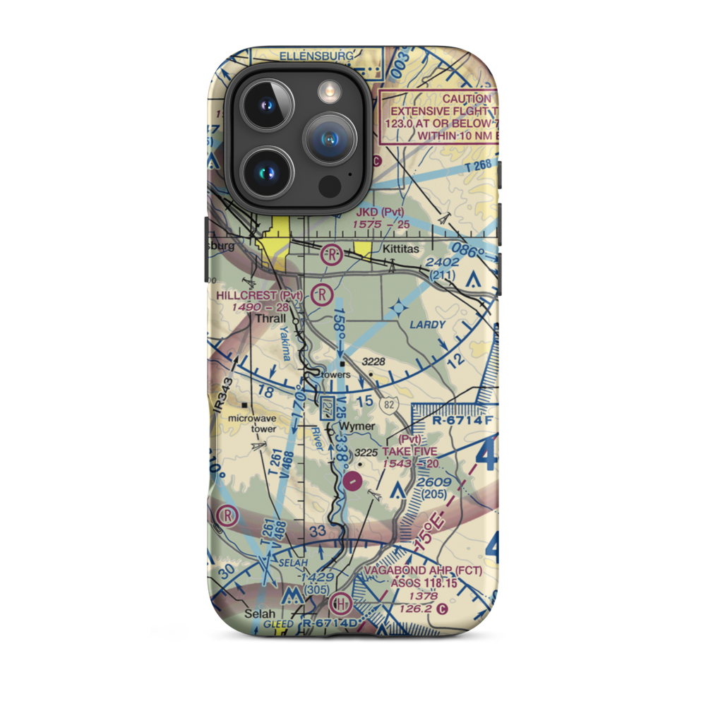 Chinook Farms Airport (WA37) VFR Sectional  Tough iPhone Case iPhone 16 Pro Max model shown