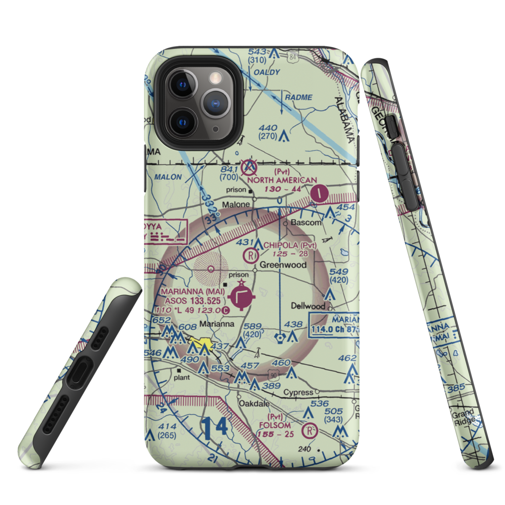 Chipola Airpark (5FL8) VFR Sectional  Tough iPhone Case iPhone 11 Pro Max model shown