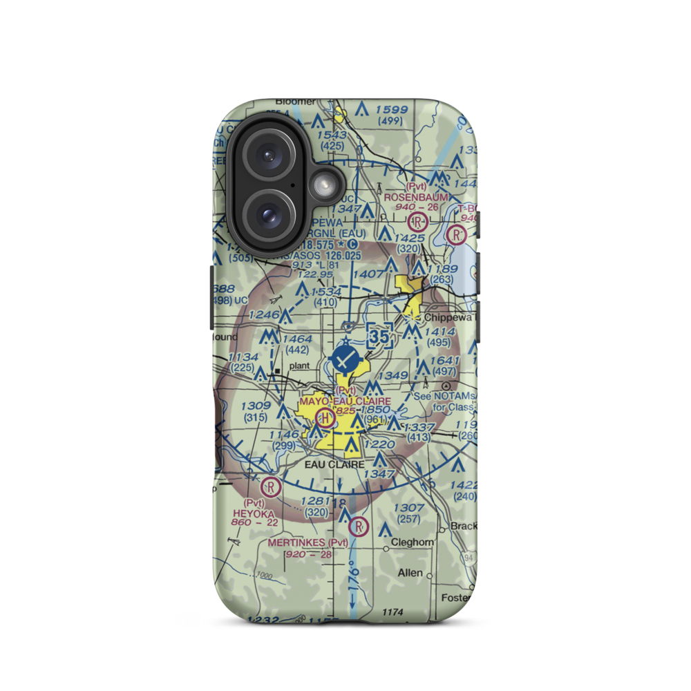 Chippewa Valley Regional Airport (EAU) VFR Sectional  Tough iPhone Case iPhone 16 model shown