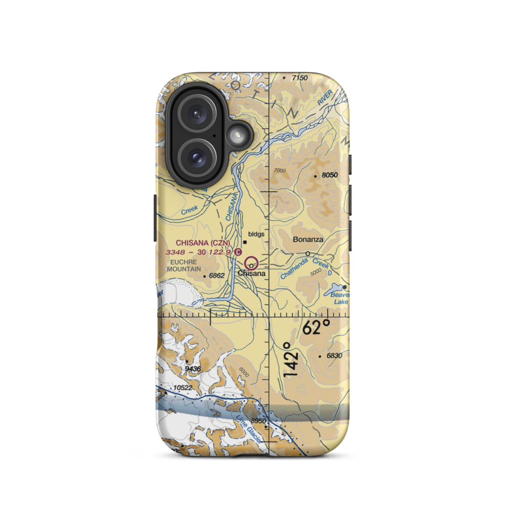 Chisana Airport (CZN) VFR Sectional  Tough iPhone Case iPhone 16 model shown