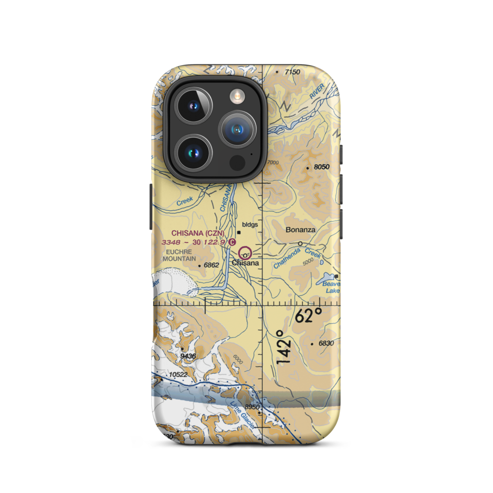 Chisana Airport (CZN) VFR Sectional  Tough iPhone Case iPhone 16 Pro model shown