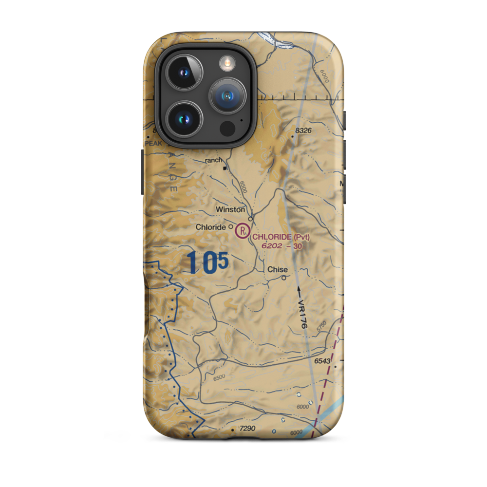 Chloride Airport (NM51) VFR Sectional  Tough iPhone Case iPhone 16 Pro Max model shown