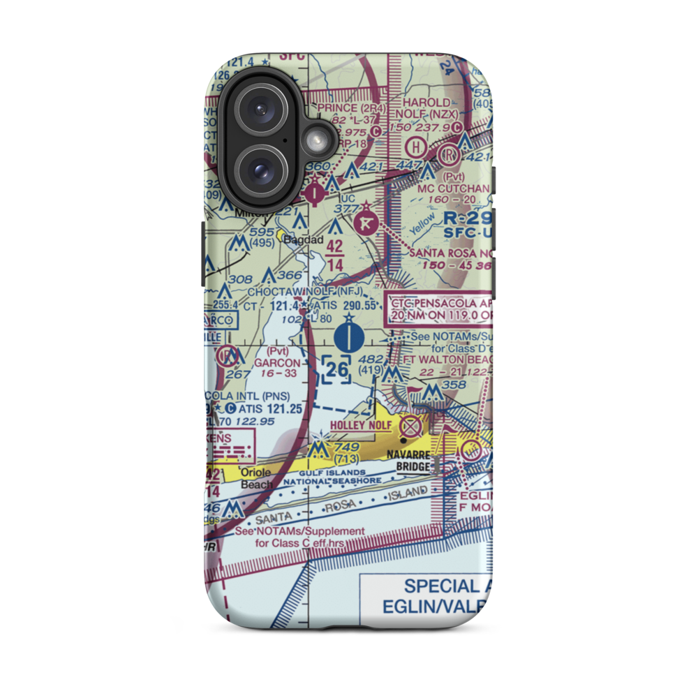 Choctaw Nolf Airport (NFJ) VFR Sectional  Tough iPhone Case iPhone 16 Plus model shown