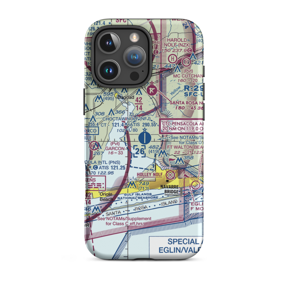 Choctaw Nolf Airport (NFJ) VFR Sectional  Tough iPhone Case iPhone 16 Pro Max model shown