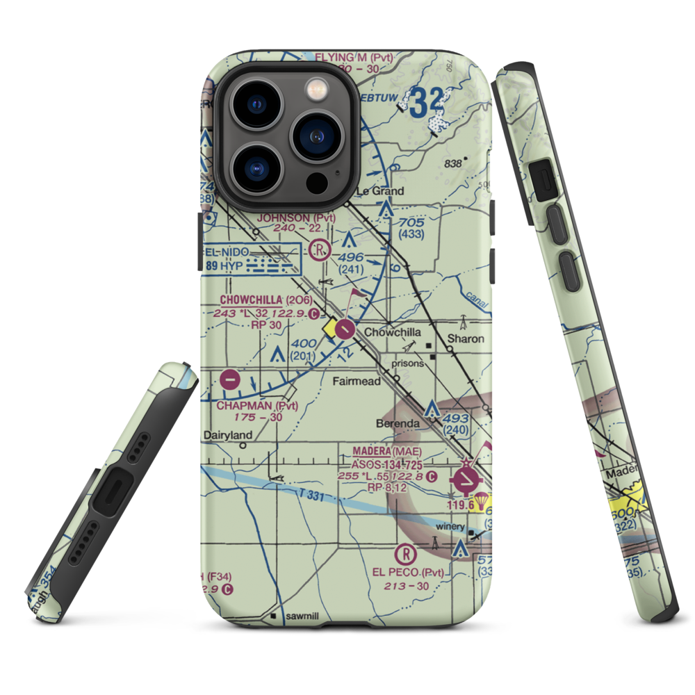 Chowchilla Airport (2O6) VFR Sectional  Tough iPhone Case iPhone 13 Pro Max model shown