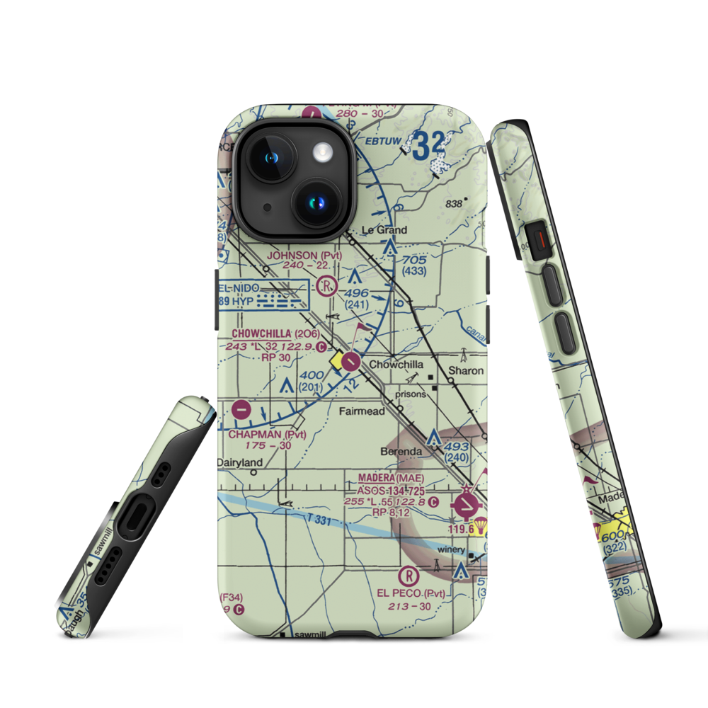 Chowchilla Airport (2O6) VFR Sectional  Tough iPhone Case iPhone 15 model shown