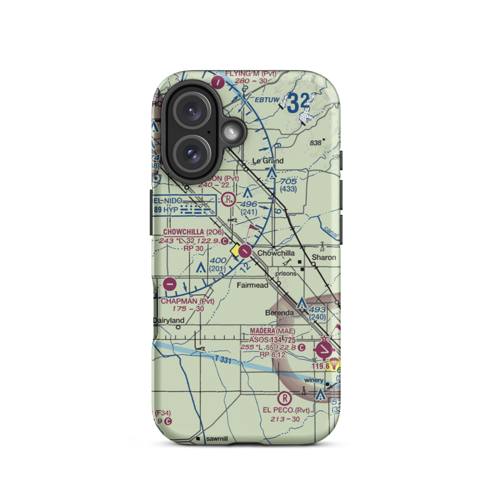 Chowchilla Airport (2O6) VFR Sectional  Tough iPhone Case iPhone 16 model shown
