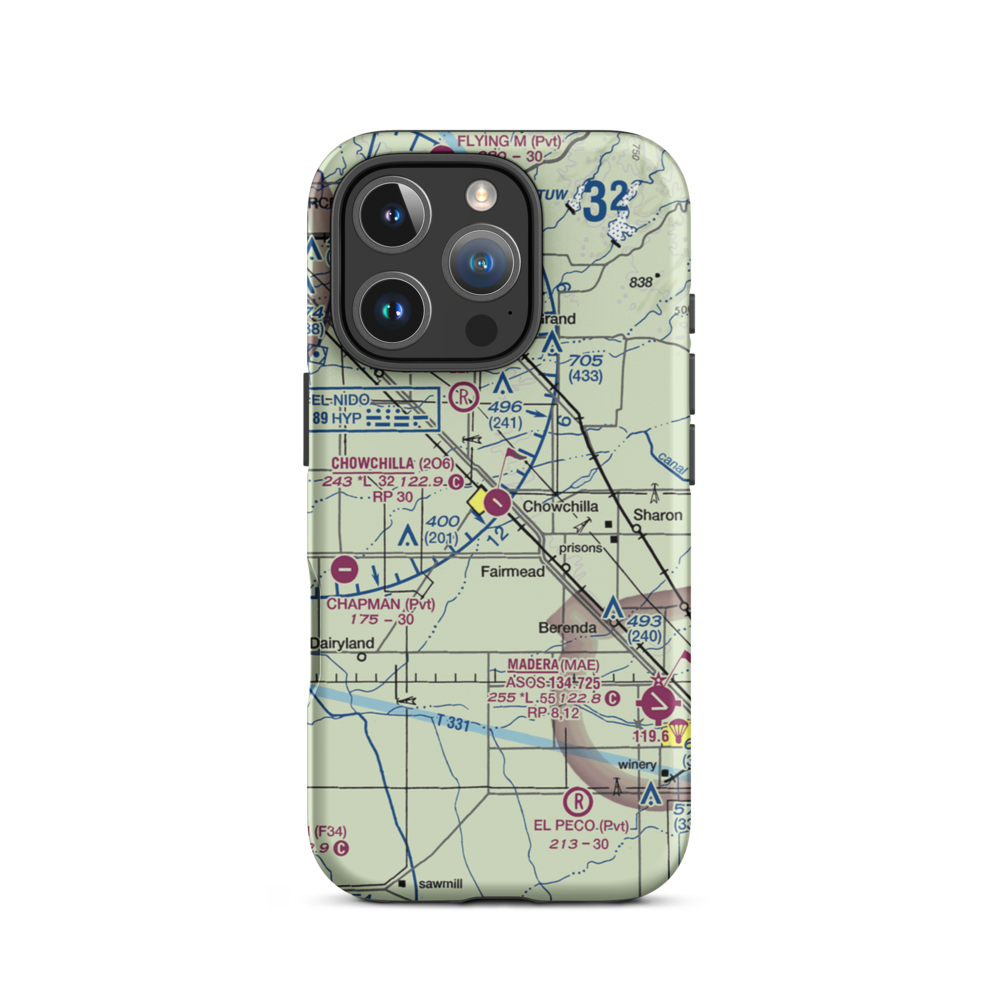 Chowchilla Airport (2O6) VFR Sectional  Tough iPhone Case iPhone 16 Pro model shown