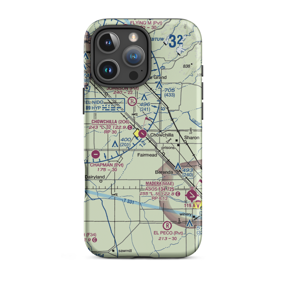 Chowchilla Airport (2O6) VFR Sectional  Tough iPhone Case iPhone 16 Pro Max model shown
