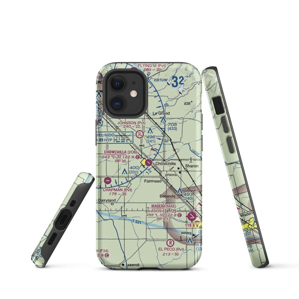 Chowchilla Airport (2O6) VFR Sectional  Tough iPhone Case iPhone 12 mini model shown