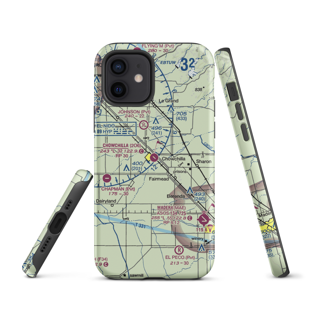 Chowchilla Airport (2O6) VFR Sectional  Tough iPhone Case iPhone 12 model shown