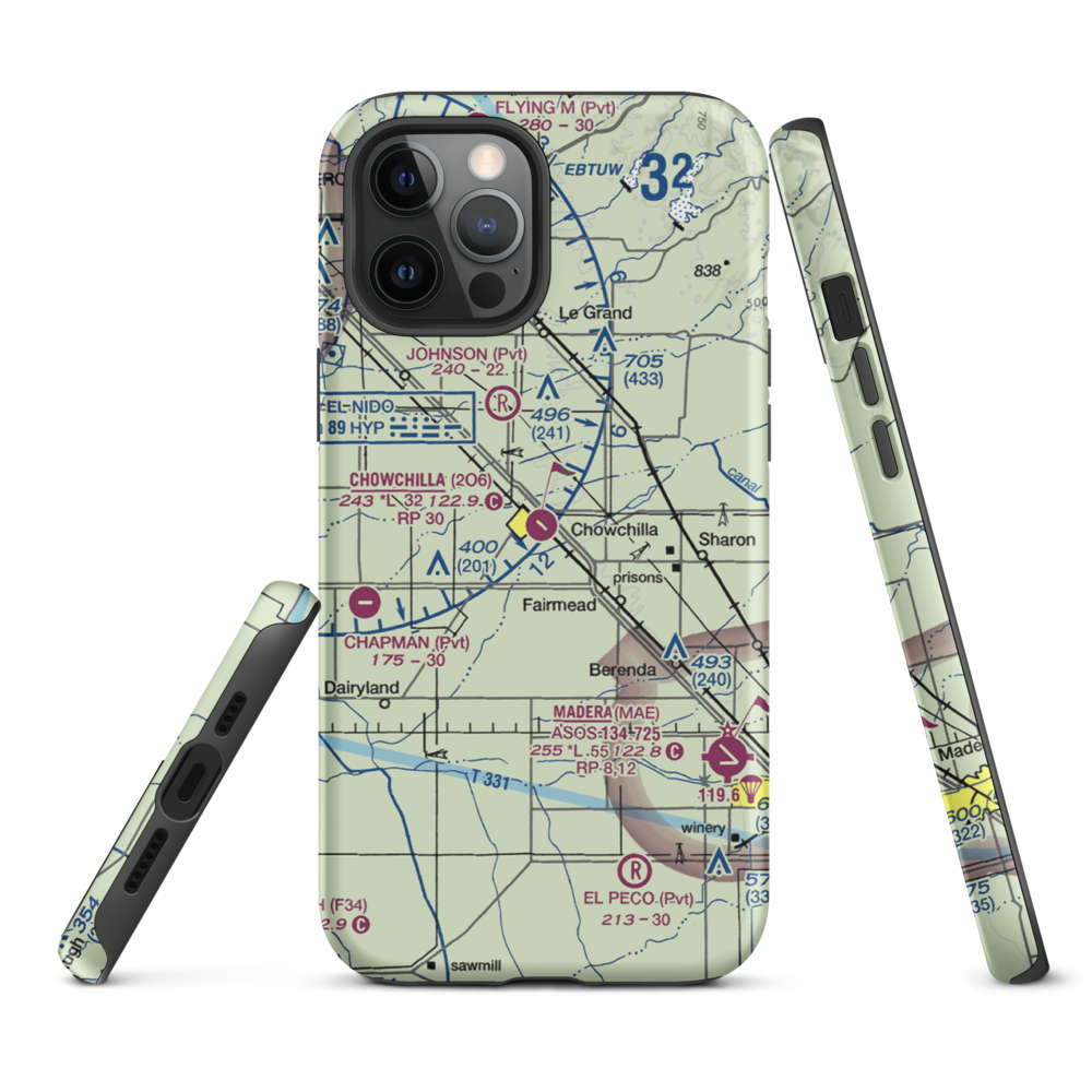 Chowchilla Airport (2O6) VFR Sectional  Tough iPhone Case iPhone 12 Pro Max model shown