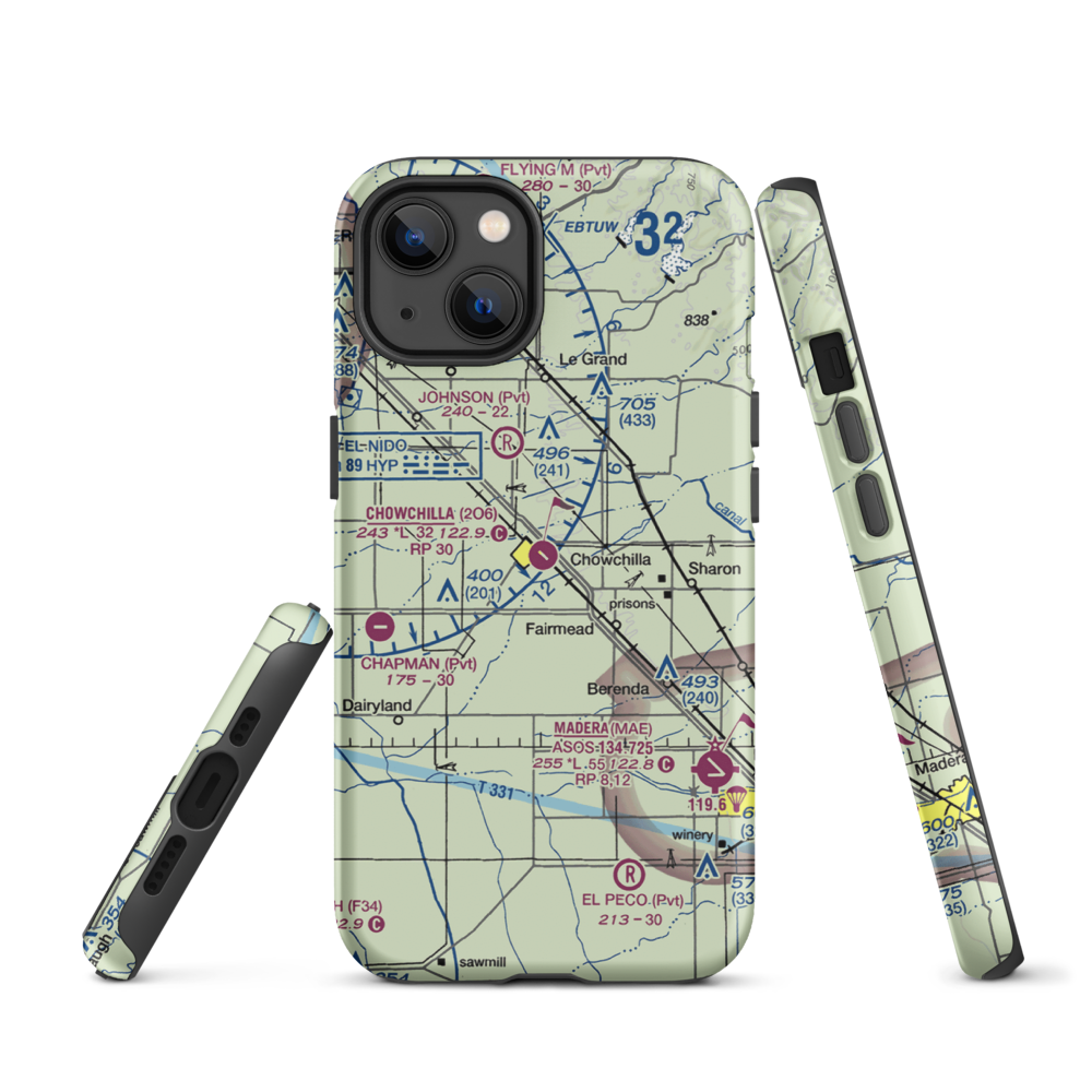 Chowchilla Airport (2O6) VFR Sectional  Tough iPhone Case iPhone 13 model shown