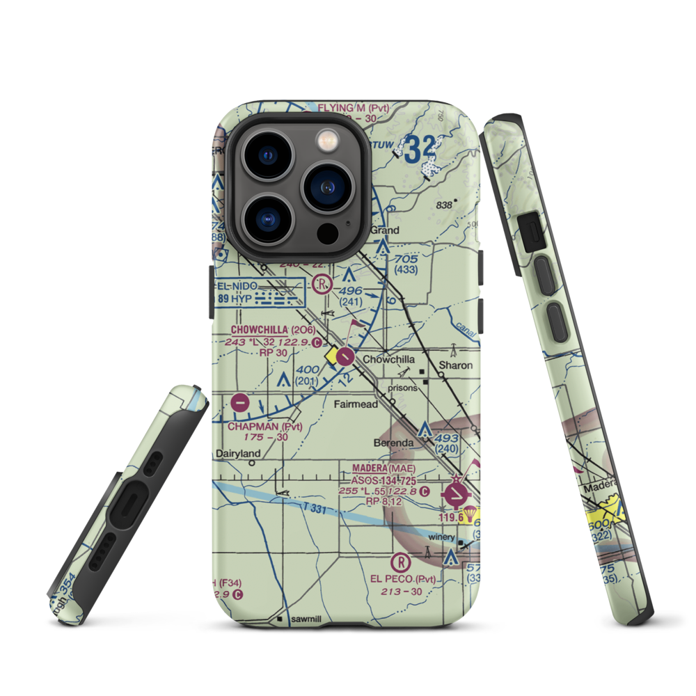 Chowchilla Airport (2O6) VFR Sectional  Tough iPhone Case iPhone 13 Pro model shown