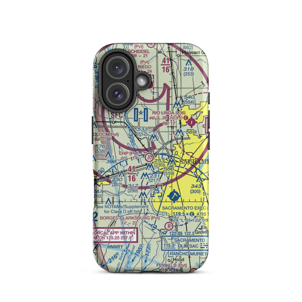 CHP Academy Airport (60CL) VFR Sectional  Tough iPhone Case iPhone 16 model shown