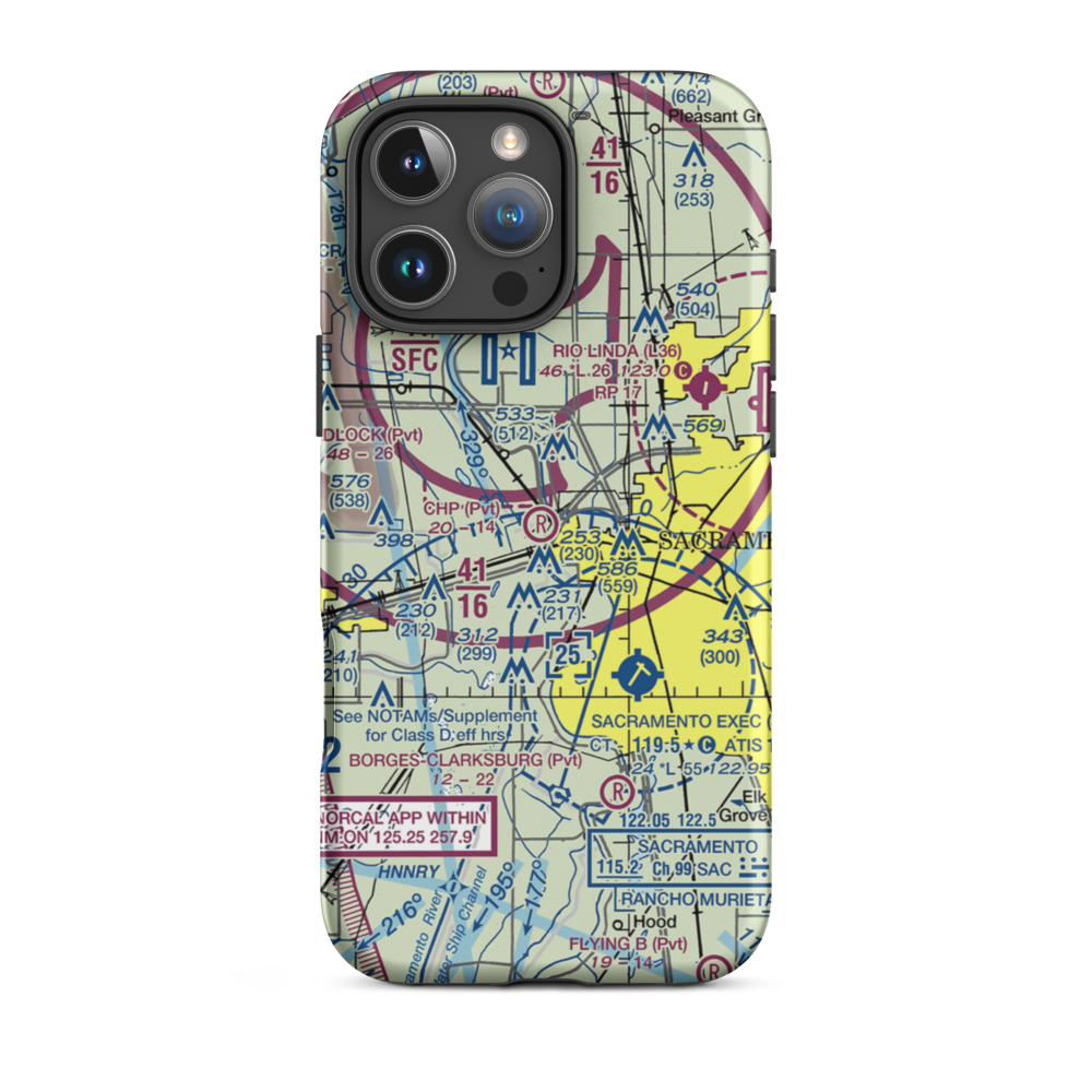 CHP Academy Airport (60CL) VFR Sectional  Tough iPhone Case iPhone 16 Pro Max model shown