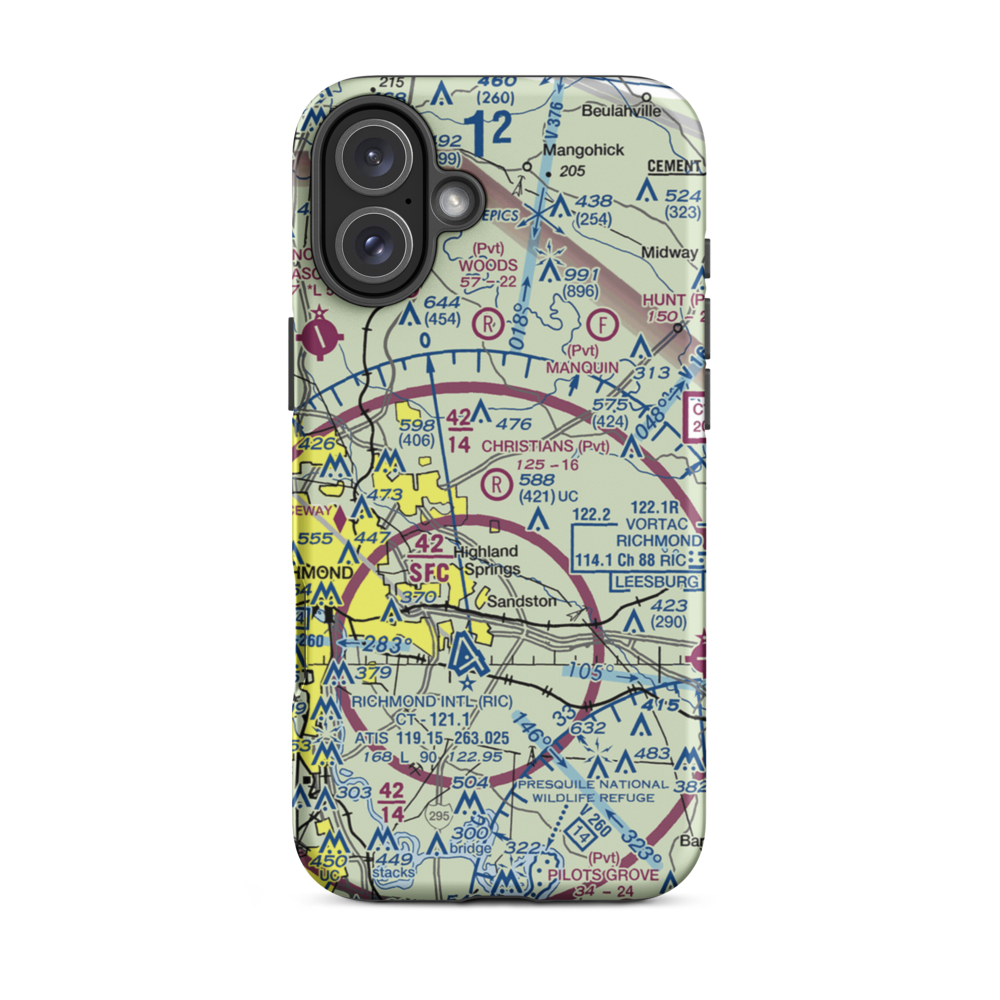 Christian's Airport (4VA8) VFR Sectional  Tough iPhone Case iPhone 16 Plus model shown