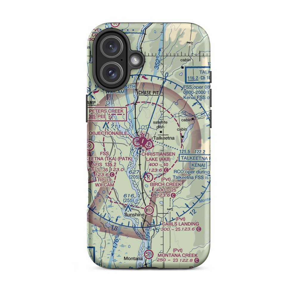 Christiansen Lake Seaplane Base (AK8) VFR Sectional  Tough iPhone Case iPhone 16 Plus model shown