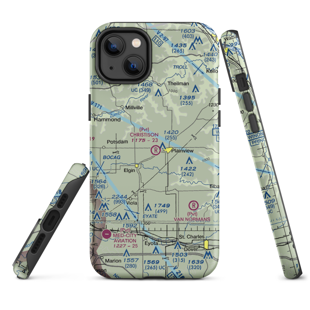 Christison Airport (85MN) VFR Sectional  Tough iPhone Case iPhone 14 Plus model shown
