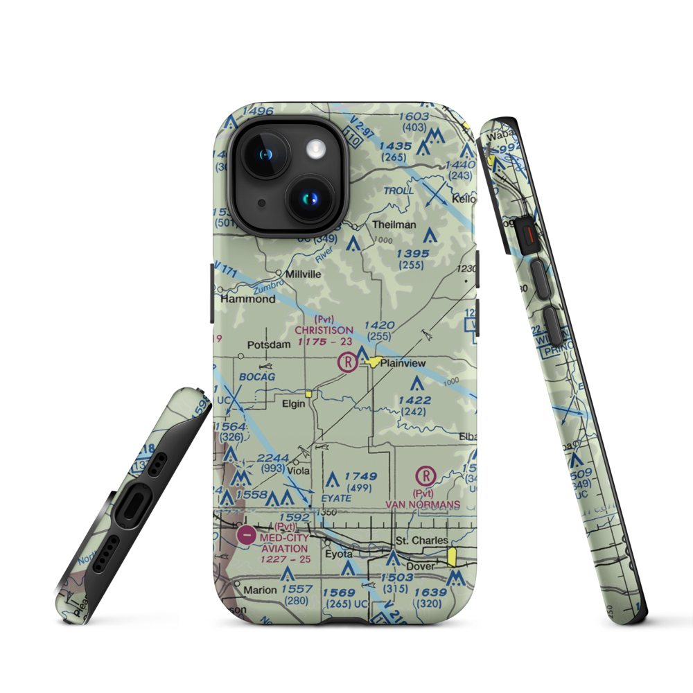Christison Airport (85MN) VFR Sectional  Tough iPhone Case iPhone 15 model shown
