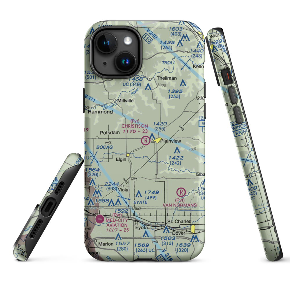 Christison Airport (85MN) VFR Sectional  Tough iPhone Case iPhone 15 Plus model shown