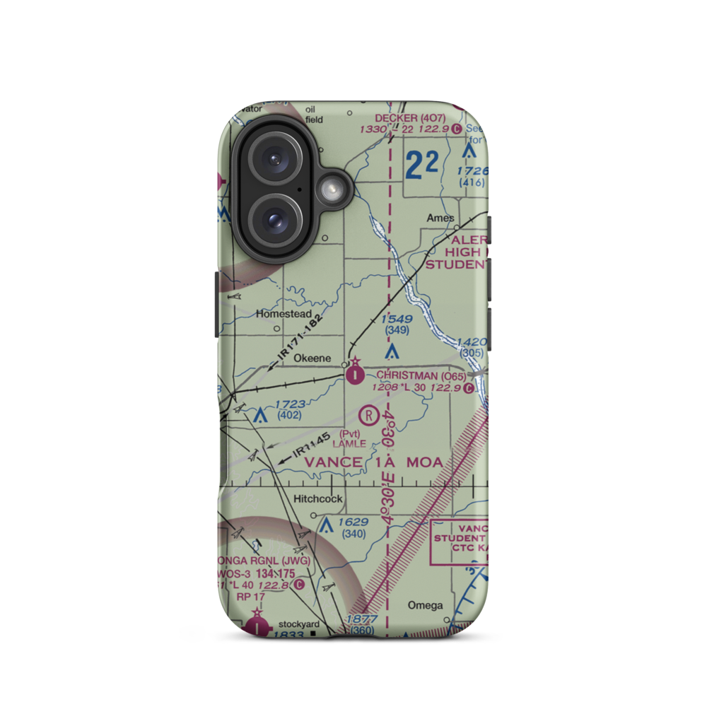 Christman Airfield (O65) VFR Sectional  Tough iPhone Case iPhone 16 model shown