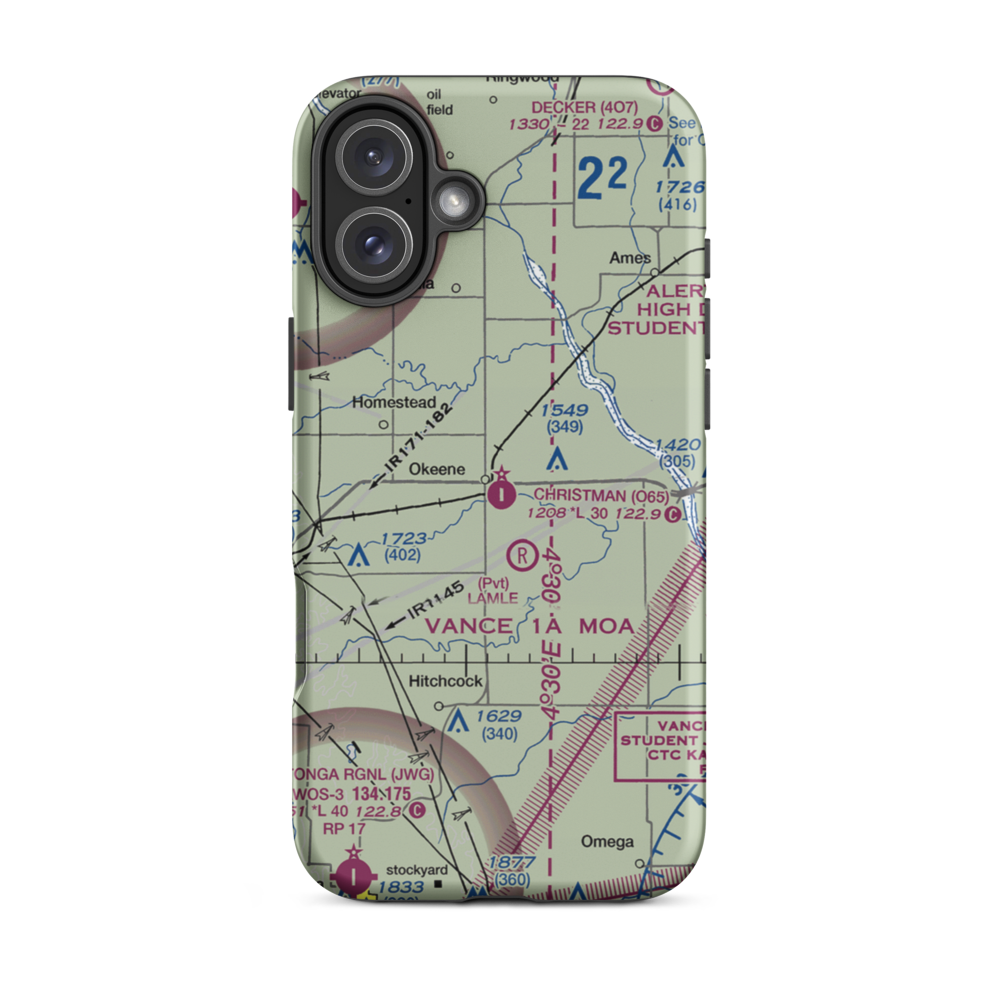 Christman Airfield (O65) VFR Sectional  Tough iPhone Case iPhone 16 Plus model shown