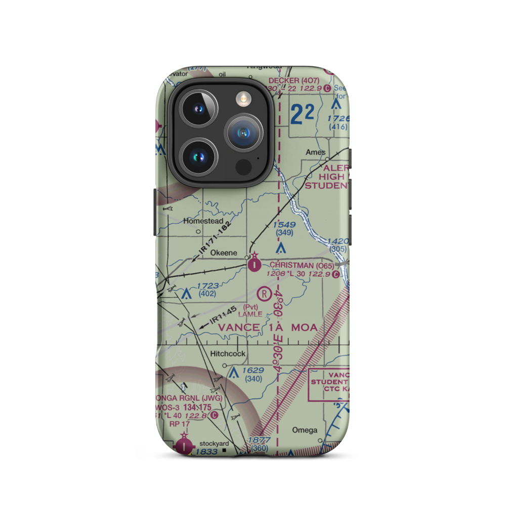 Christman Airfield (O65) VFR Sectional  Tough iPhone Case iPhone 16 Pro model shown
