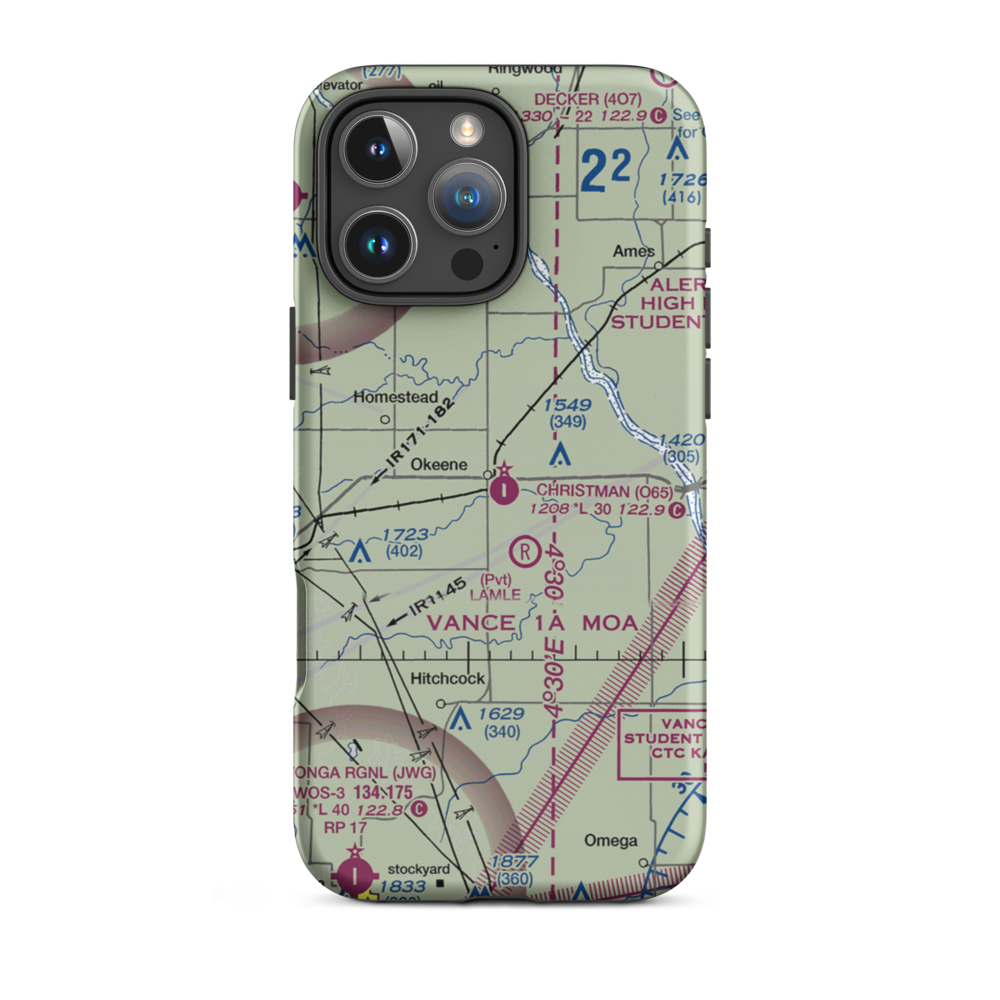 Christman Airfield (O65) VFR Sectional  Tough iPhone Case iPhone 16 Pro Max model shown