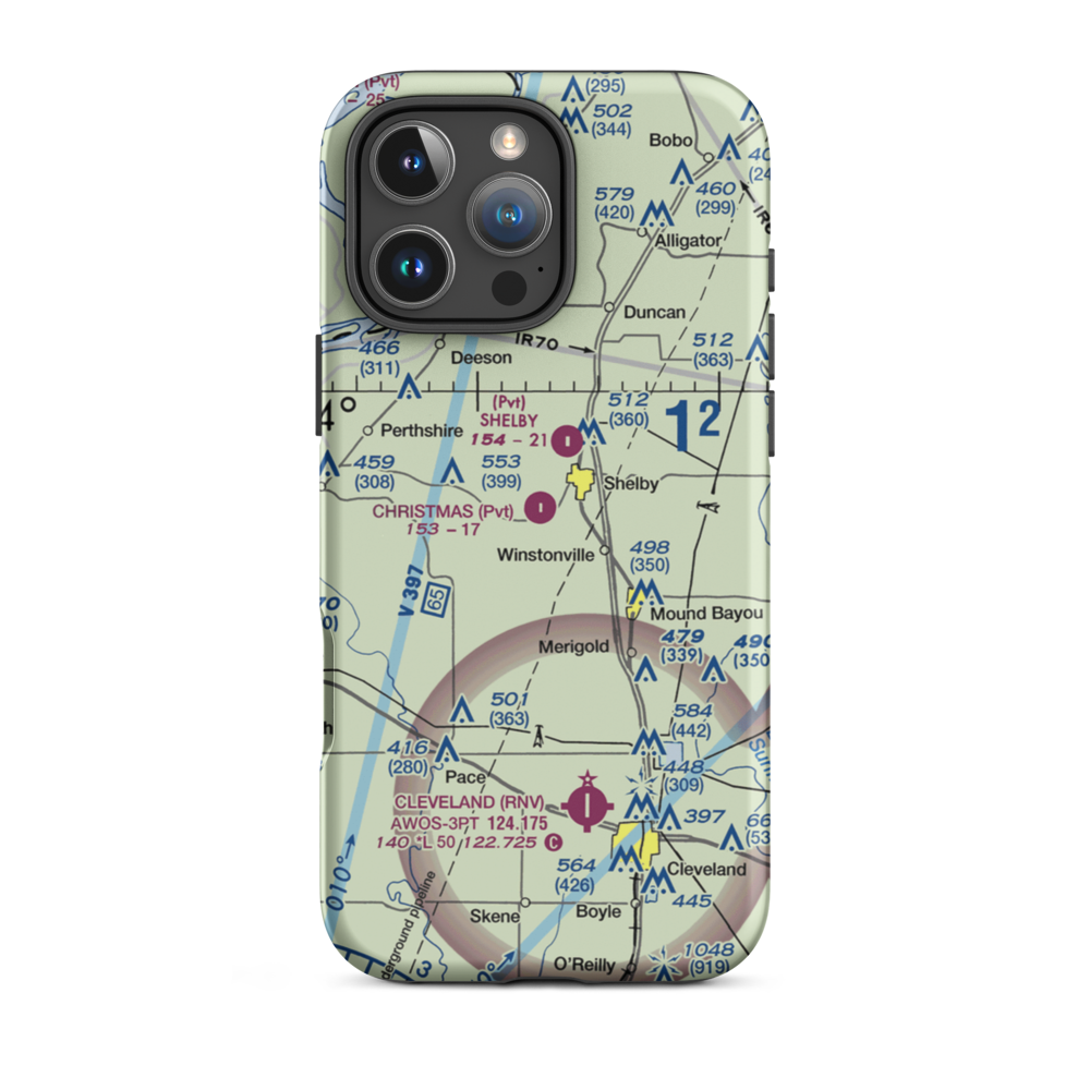 Christmas Airport (MS03) VFR Sectional  Tough iPhone Case iPhone 16 Pro Max model shown