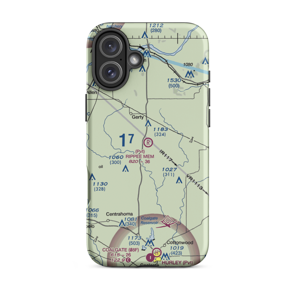 Christopher M. Rippee Memorial Airport (5OK2) VFR Sectional  Tough iPhone Case iPhone 16 Plus model shown
