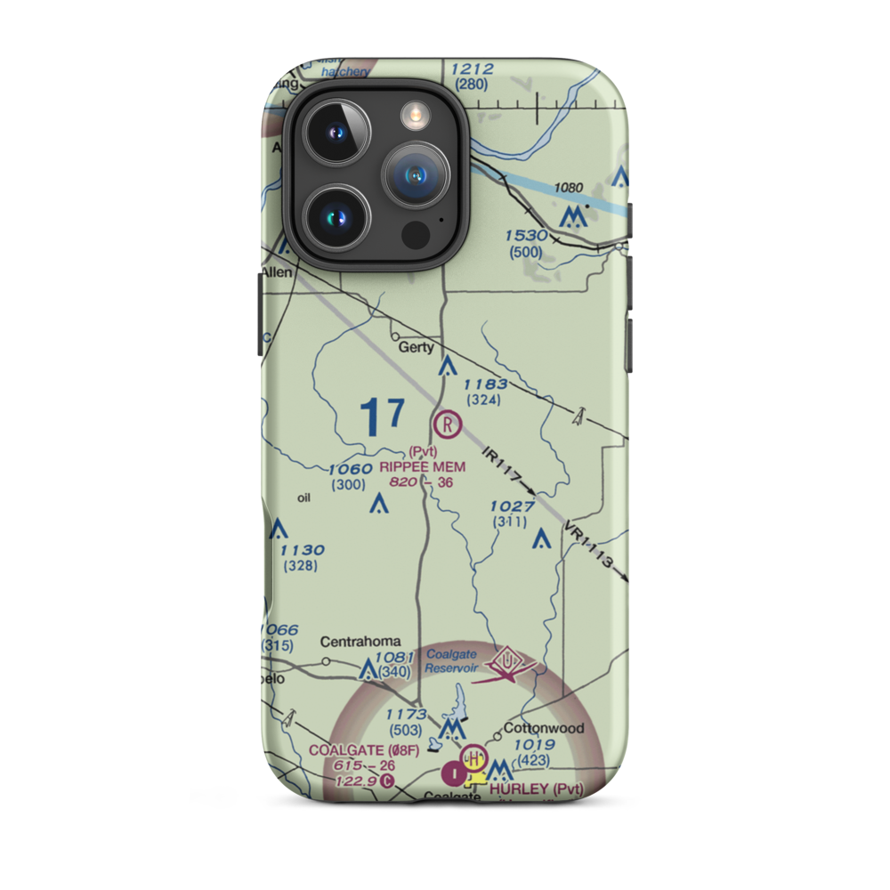 Christopher M. Rippee Memorial Airport (5OK2) VFR Sectional  Tough iPhone Case iPhone 16 Pro Max model shown