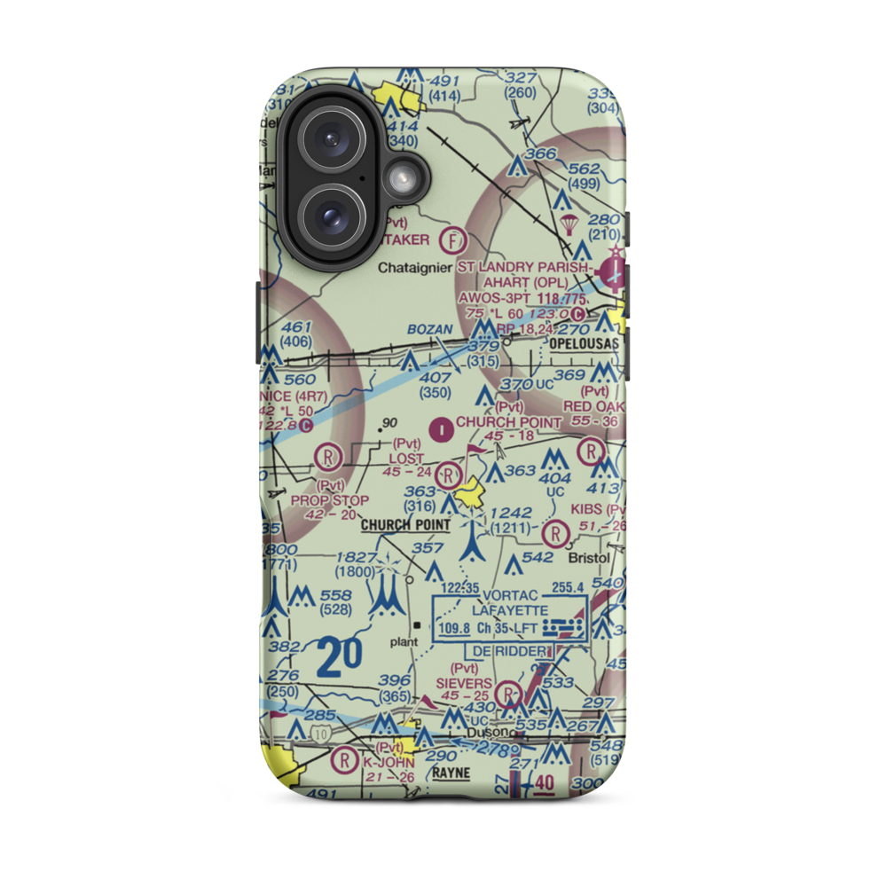 Church Point Flyers Airport (6LA5) VFR Sectional  Tough iPhone Case iPhone 16 Plus model shown