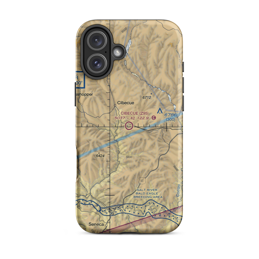 Cibecue Airport (Z95) VFR Sectional  Tough iPhone Case iPhone 16 Plus model shown