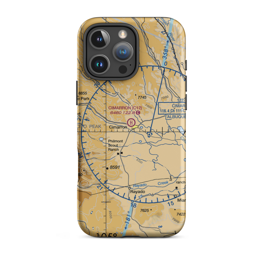 Cimarron Heliport (C12) VFR Sectional  Tough iPhone Case iPhone 16 Pro Max model shown