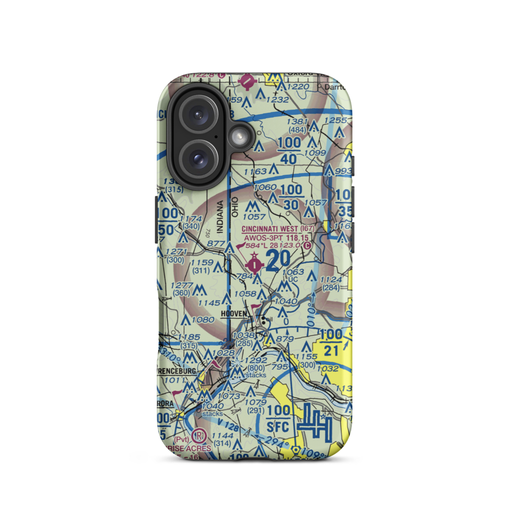 Cincinnati West Airport (I67) VFR Sectional  Tough iPhone Case iPhone 16 model shown