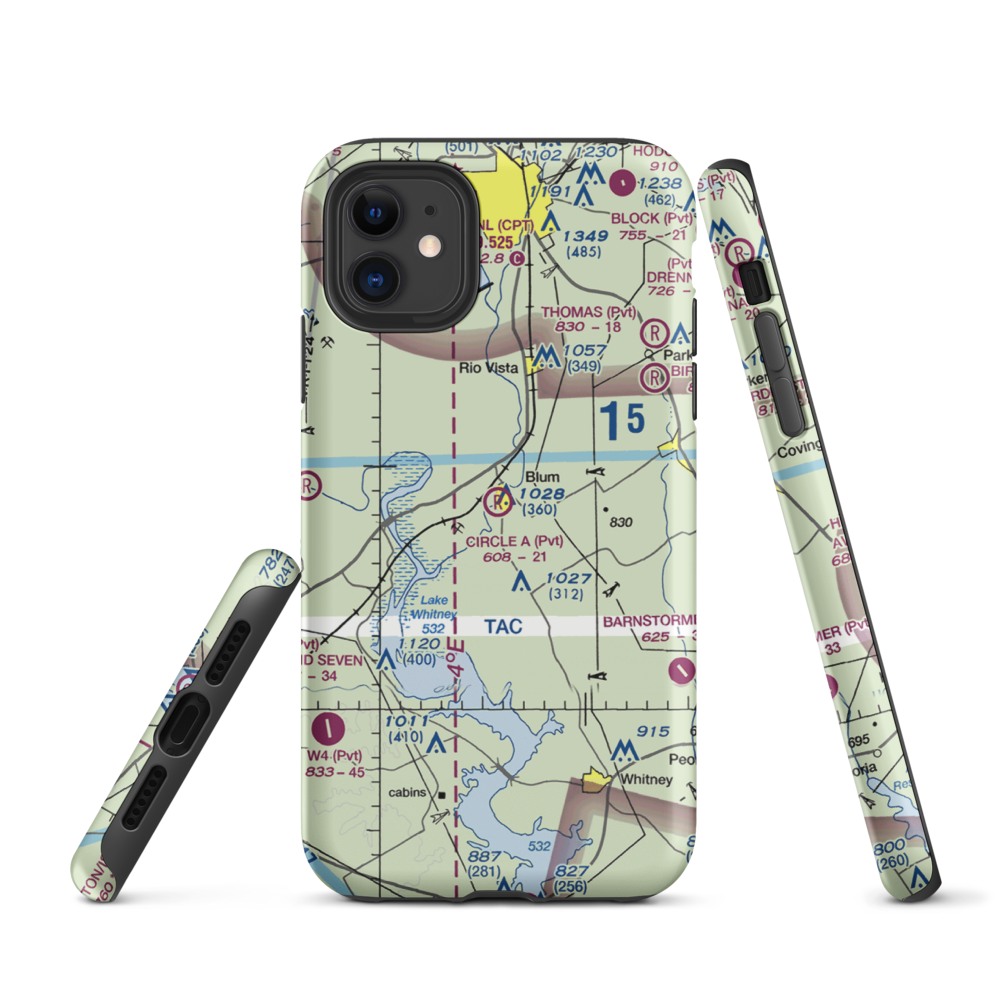 Circle 'A' Ranch Airport (05TX) VFR Sectional  Tough iPhone Case iPhone 11 model shown
