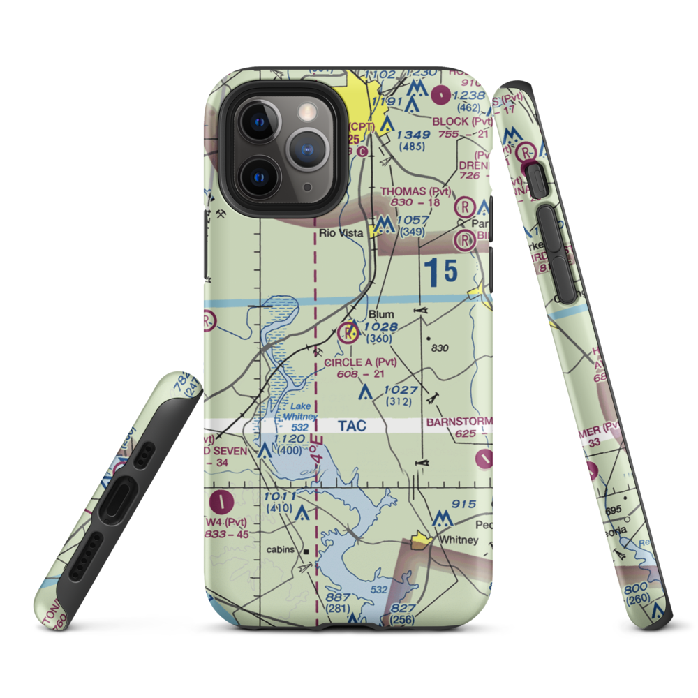 Circle 'A' Ranch Airport (05TX) VFR Sectional  Tough iPhone Case iPhone 11 Pro model shown