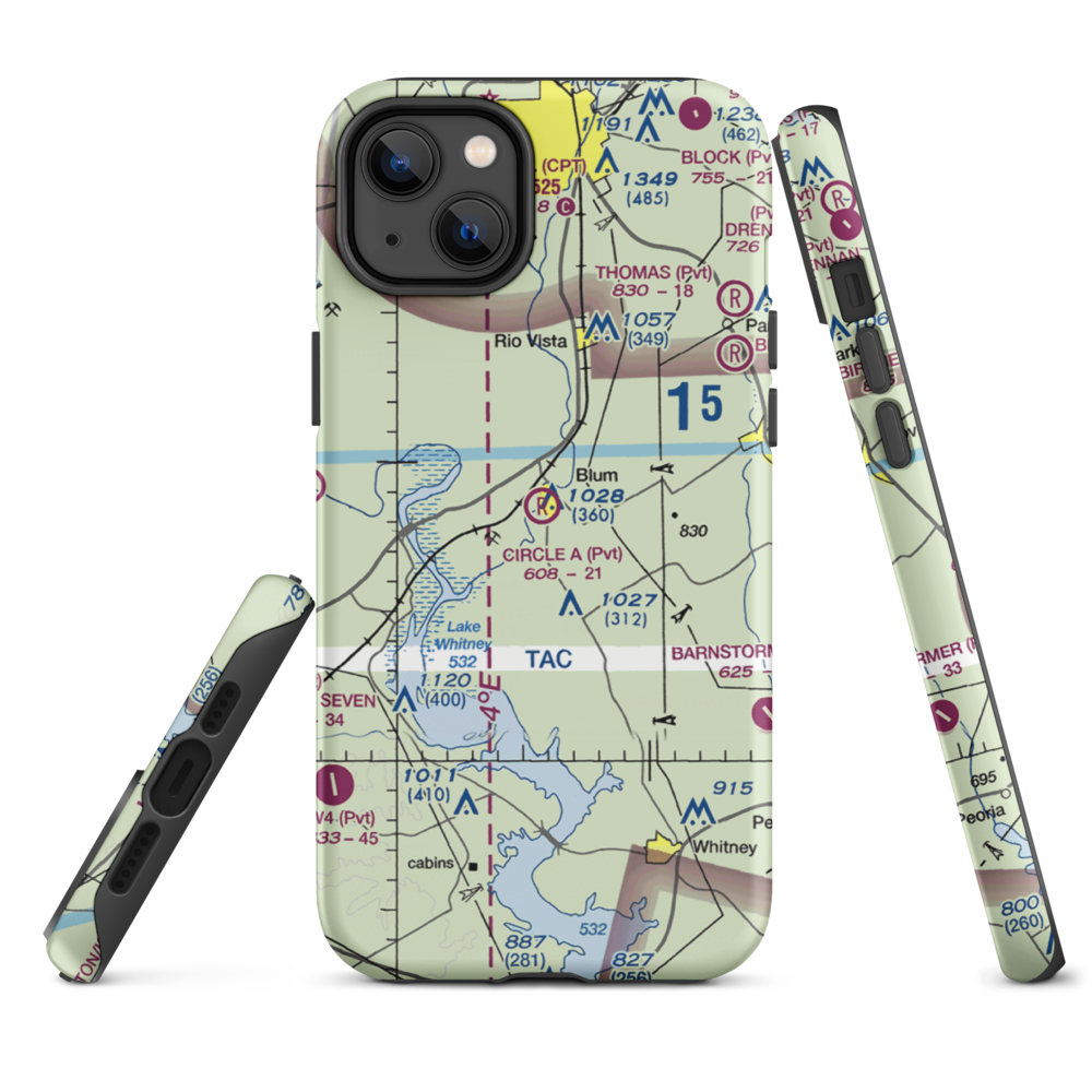Circle 'A' Ranch Airport (05TX) VFR Sectional  Tough iPhone Case iPhone 14 Plus model shown
