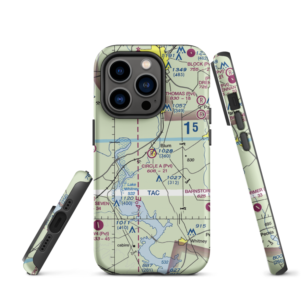 Circle 'A' Ranch Airport (05TX) VFR Sectional  Tough iPhone Case iPhone 14 Pro model shown