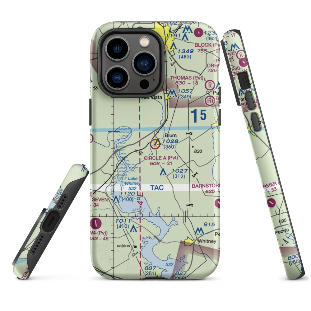 Circle 'A' Ranch Airport (05TX) VFR Sectional  Tough iPhone Case iPhone 14 Pro Max model shown