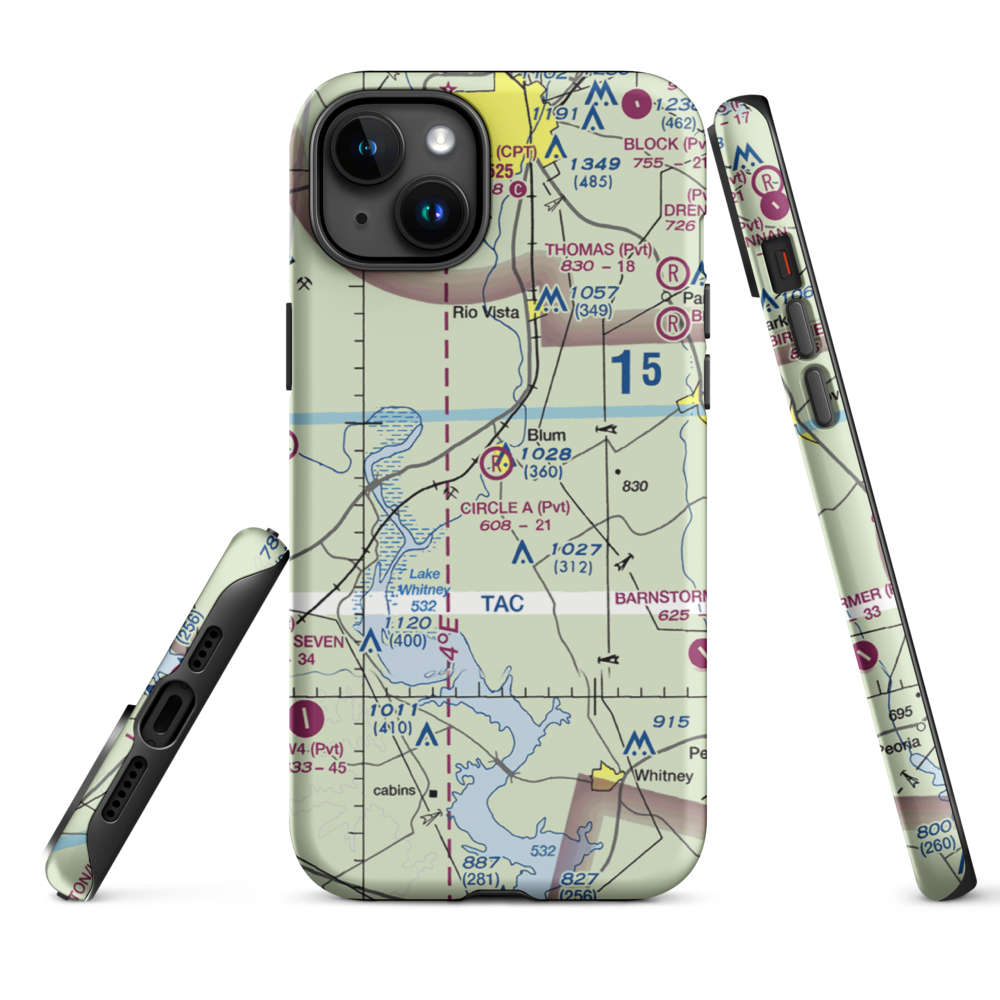 Circle 'A' Ranch Airport (05TX) VFR Sectional  Tough iPhone Case iPhone 15 Plus model shown