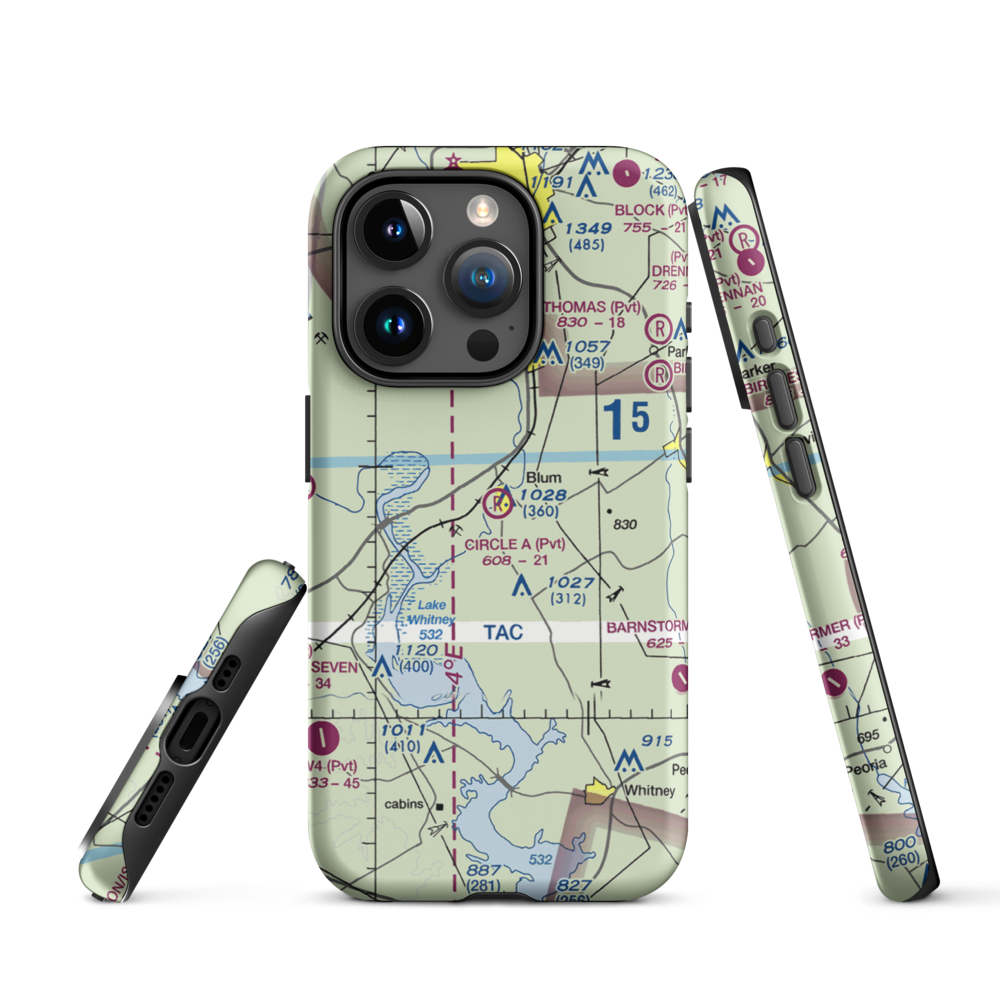 Circle 'A' Ranch Airport (05TX) VFR Sectional  Tough iPhone Case iPhone 15 Pro model shown