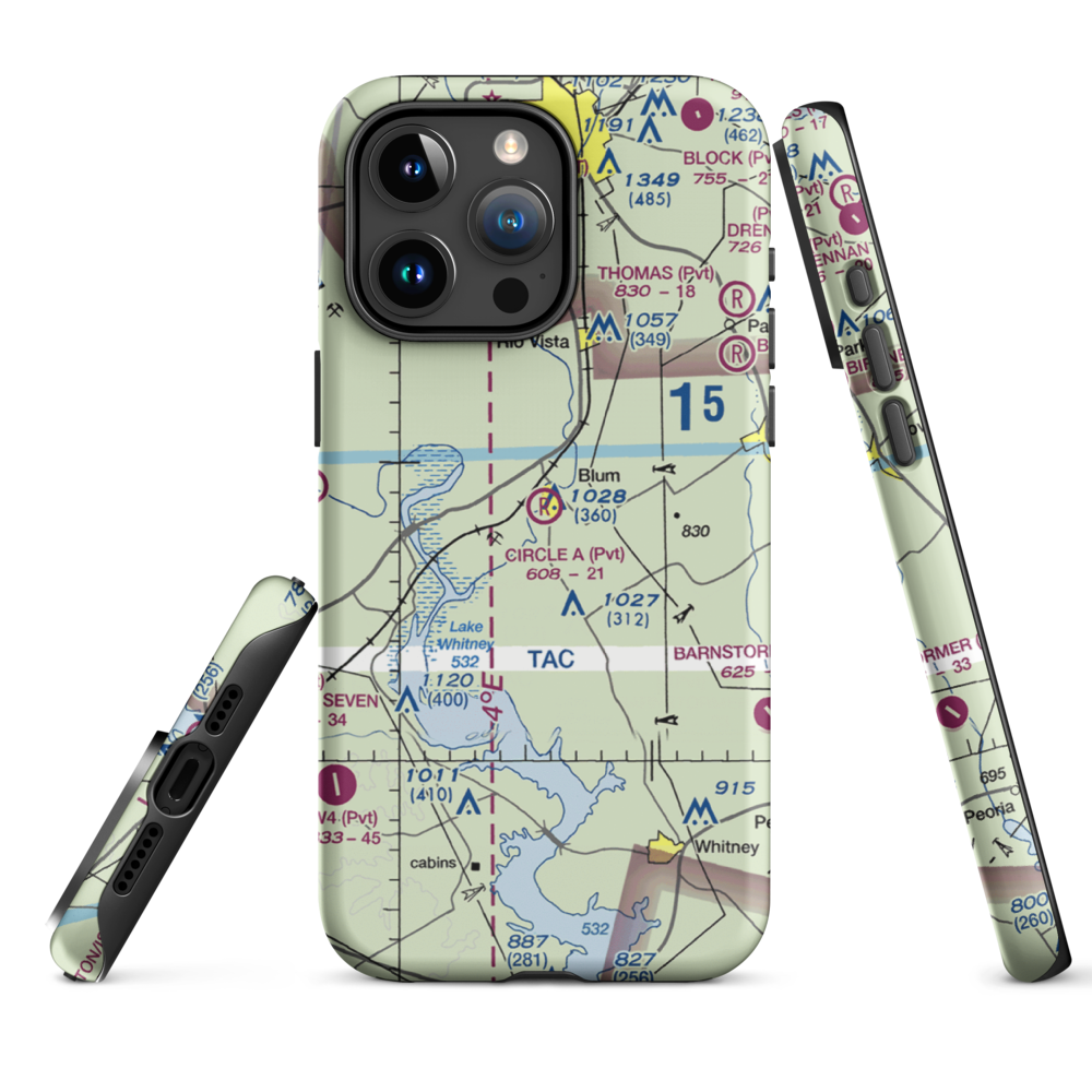 Circle 'A' Ranch Airport (05TX) VFR Sectional  Tough iPhone Case iPhone 15 Pro Max model shown