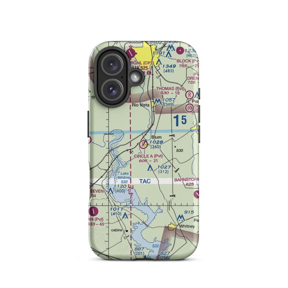 Circle 'A' Ranch Airport (05TX) VFR Sectional  Tough iPhone Case iPhone 16 model shown