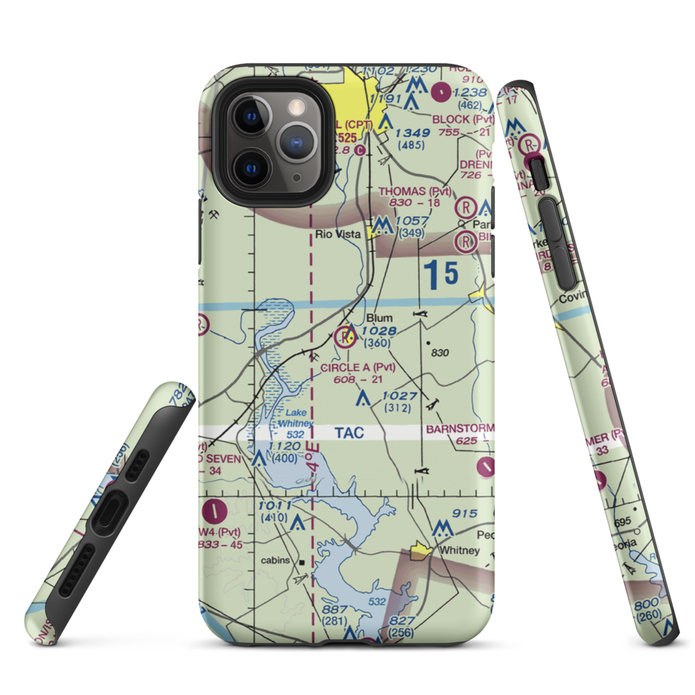 Circle 'A' Ranch Airport (05TX) VFR Sectional  Tough iPhone Case iPhone 11 Pro Max model shown