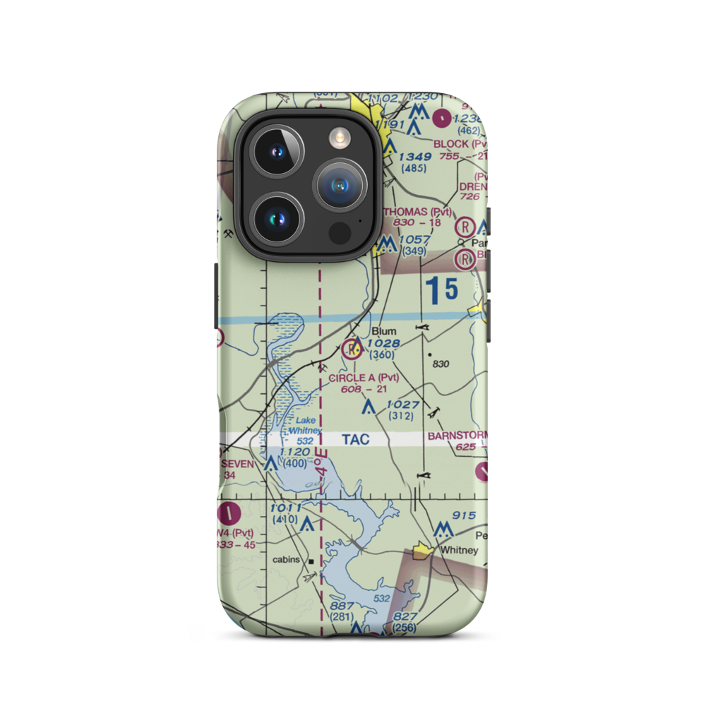 Circle 'A' Ranch Airport (05TX) VFR Sectional  Tough iPhone Case iPhone 16 Pro model shown