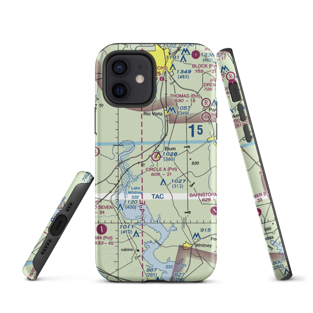 Circle 'A' Ranch Airport (05TX) VFR Sectional  Tough iPhone Case iPhone 12 model shown