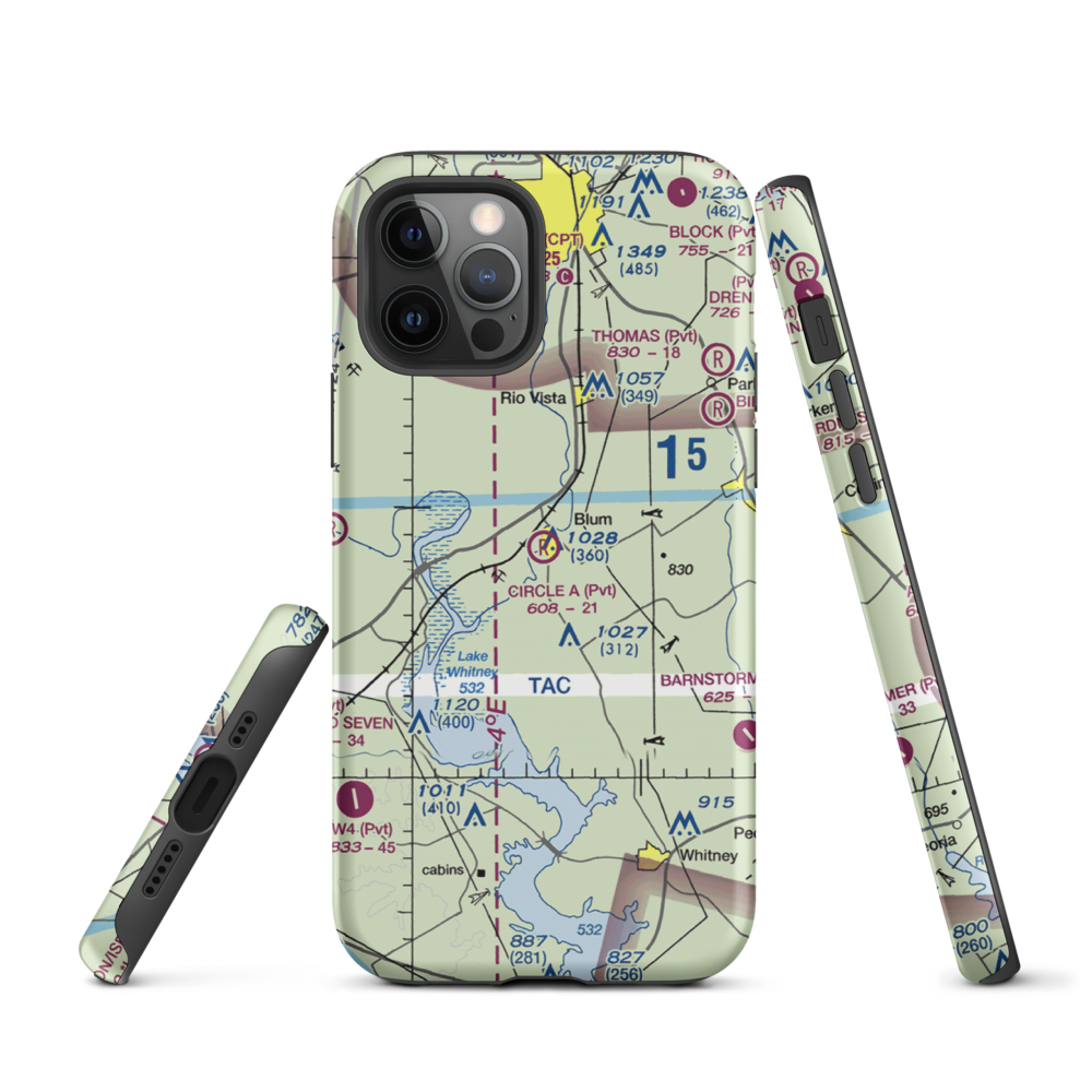 Circle 'A' Ranch Airport (05TX) VFR Sectional  Tough iPhone Case iPhone 12 Pro model shown